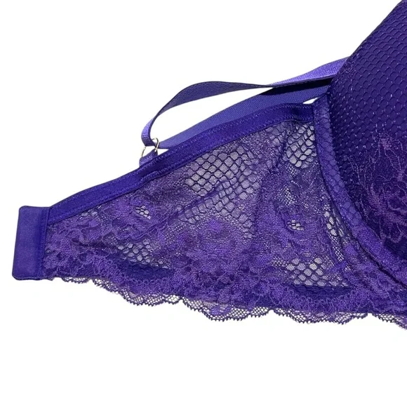 VICTORIA'S SECRET Bombshell Adds 2-cup sizes Strappy Fishnet Floral 38DD/38E - Picture 7 of 11